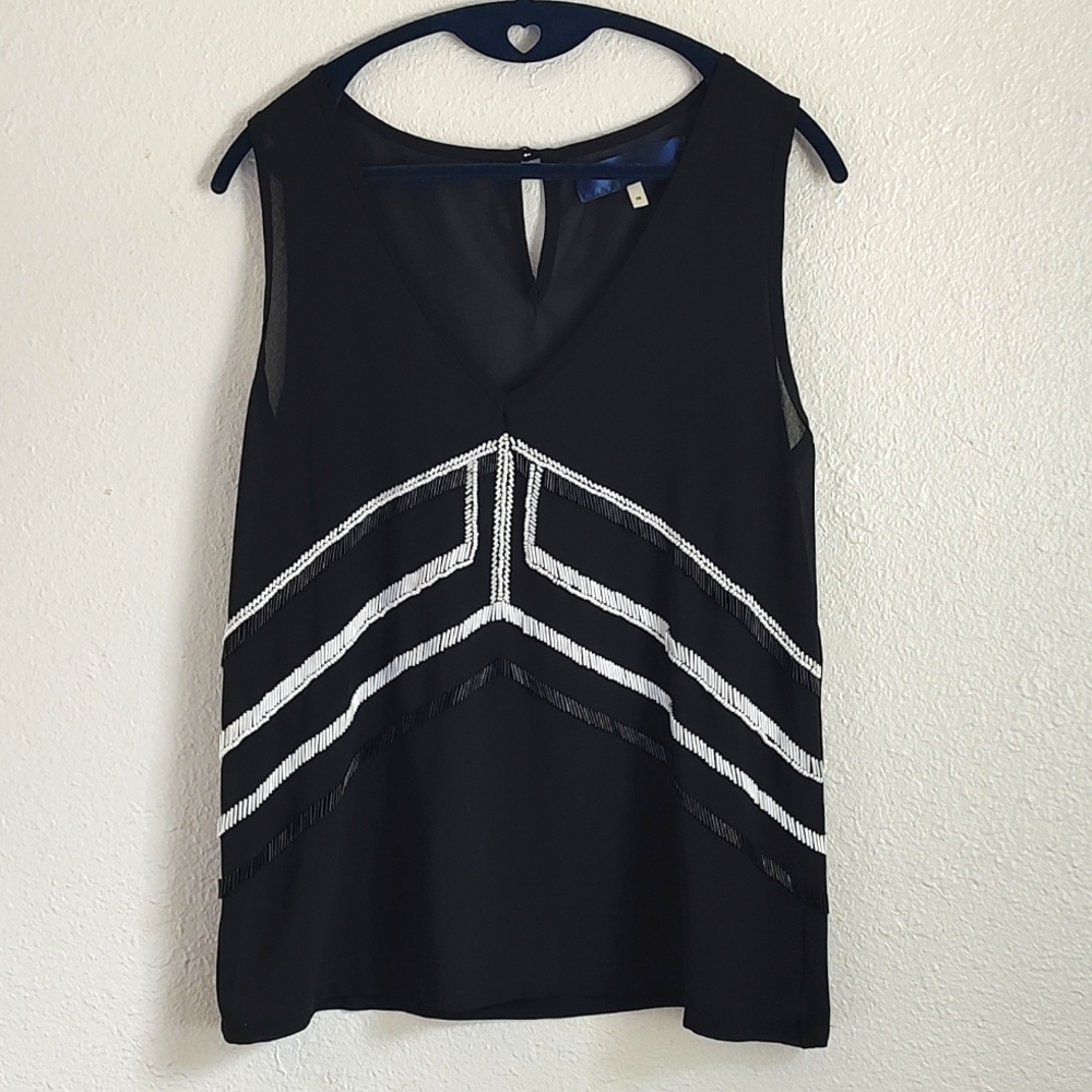 Motoboho Sheer Beaded Tank Sheer Camisole Blue Rain Blouse